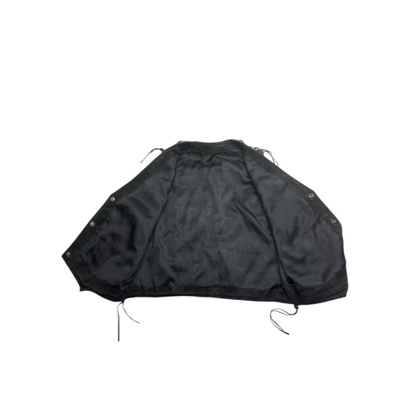 70s Vintage Leather & Southwestern Woven Festival Vest Lace-Up Sides - Picture 5 of 14